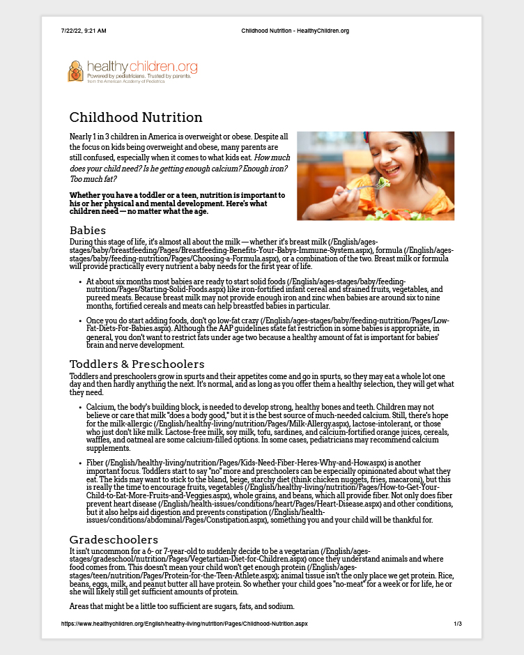 Childhood-Nutrition---HealthyChildren.org